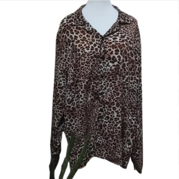 Incerun animal print long sleeves button blouse top shirt plus size XXXL - Picture 1 of 11